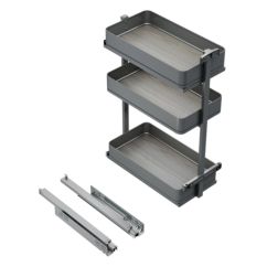 Emuca Carro extraíble Harmony con cierre suave, Módulo ancho 300mm alto 800mm, Acero y Madera, Gris antracita