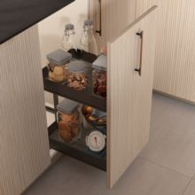 Emuca Chariot extractible Harmony avec fermeture à amortie, Module largeur 400mm hauteur 700mm, Acier et Bois, Gris anthracite - Item1