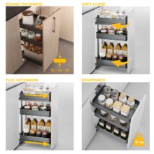 Emuca Chariot extractible Harmony avec fermeture à amortie, Module largeur 400mm hauteur 800mm, Acier et Bois, Gris anthracite - Item4