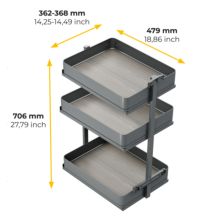 Emuca Chariot extractible Harmony avec fermeture à amortie, Module largeur 400mm hauteur 800mm, Acier et Bois, Gris anthracite - Item8