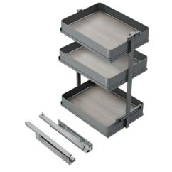 Emuca Chariot extractible Harmony avec fermeture à amortie, Module largeur 400mm hauteur 800mm, Acier et Bois, Gris anthracite