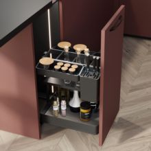 Emuca Carro extraíble con cestas y accesorios Harmony con cierre suave, Módulo ancho 300mm alto 700mm, Acero y Madera, Gris antracita - Ítem1