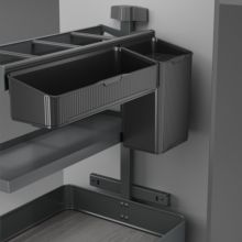 Emuca Carro extraíble con cestas y accesorios Harmony con cierre suave, Módulo ancho 300mm alto 700mm, Acero y Madera, Gris antracita - Ítem3