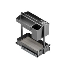 Emuca Carro extraíble con cestas y accesorios Harmony con cierre suave, Módulo ancho 300mm alto 700mm, Acero y Madera, Gris antracita - Ítem4