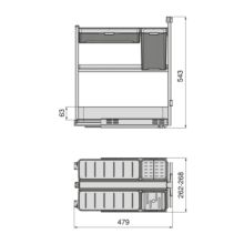 Emuca Carro extraíble con cestas y accesorios Harmony con cierre suave, Módulo ancho 300mm alto 700mm, Acero y Madera, Gris antracita - Ítem8