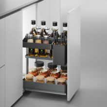 Emuca Carro extraíble con cestas y accesorios Harmony con cierre suave, Módulo ancho 400mm alto 700mm, Acero y Madera, Gris antracita - Ítem2