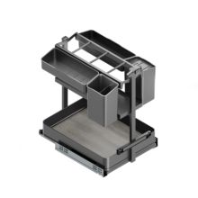 Emuca Carro extraíble con cestas y accesorios Harmony con cierre suave, Módulo ancho 400mm alto 700mm, Acero y Madera, Gris antracita - Ítem4