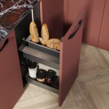 Emuca Chariot extractible avec paniers et panier à pain Harmony avec fermeture à amortie, Module largeur 300mm hauteur 700mm, Acier et Bois, Gris anthracite - Item1