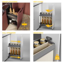 Emuca Chariot extractible avec paniers et panier à pain Harmony avec fermeture à amortie, Module largeur 300mm hauteur 700mm, Acier et Bois, Gris anthracite - Item4