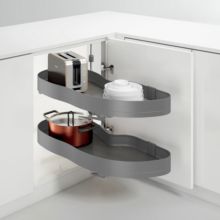 Emuca Sistema de rincón extraíble Lake Harmony para mueble de cocina, Izquierda, Altura regulable, Acero y Madera, Gris antracita - Ítem4