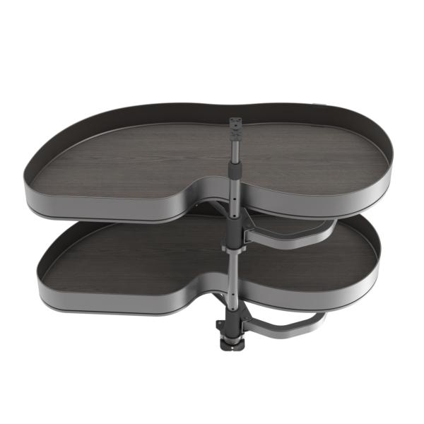 Emuca Sistema de rincón extraíble Lake Harmony para mueble de cocina, Izquierda, Altura regulable, Acero y Madera, Gris antracita