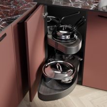 Emuca Sistema de rincón extraíble Lake Harmony para mueble de cocina, Derecha, Altura regulable, Acero y Madera, Gris antracita - Ítem1