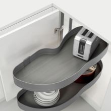 Emuca Sistema de rincón extraíble Lake Harmony para mueble de cocina, Derecha, Altura regulable, Acero y Madera, Gris antracita - Ítem3