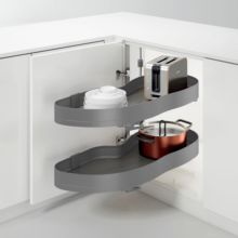 Emuca Sistema de rincón extraíble Lake Harmony para mueble de cocina, Derecha, Altura regulable, Acero y Madera, Gris antracita - Ítem4