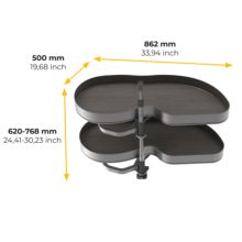 Emuca Sistema de rincón extraíble Lake Harmony para mueble de cocina, Derecha, Altura regulable, Acero y Madera, Gris antracita - Ítem8
