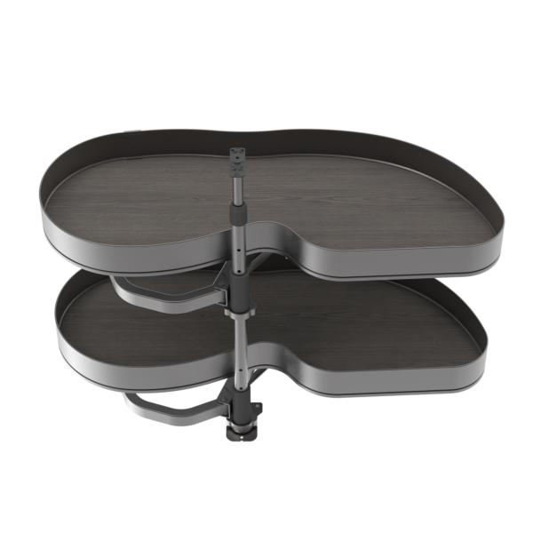 Emuca Sistema de rincón extraíble Lake Harmony para mueble de cocina, Derecha, Altura regulable, Acero y Madera, Gris antracita