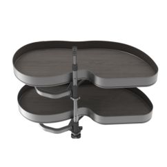 Emuca Sistema de rincón extraíble Lake Harmony para mueble de cocina, Derecha, Altura regulable, Acero y Madera, Gris antracita