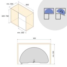 Emuca Juego de bandejas giratorias Harmony 1/2 luna, Módulo ancho 800mm, Altura regulable, Acero y Madera, Gris antracita - Ítem9