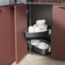 Emuca Juego de bandejas giratorias Harmony 1/2 luna, Módulo ancho 800mm, Altura regulable, Acero y Madera, Gris antracita - Ítem1