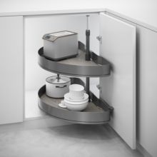 Emuca Juego de bandejas giratorias Harmony 1/2 luna, Módulo ancho 800mm, Altura regulable, Acero y Madera, Gris antracita - Ítem2