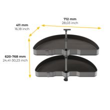 Emuca Juego de bandejas giratorias Harmony 1/2 luna, Módulo ancho 800mm, Altura regulable, Acero y Madera, Gris antracita - Ítem8