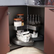 Emuca Juego de bandejas giratorias Harmony 3/4, Módulo ancho 800mm, Altura regulable, Acero y Madera, Gris antracita - Ítem1