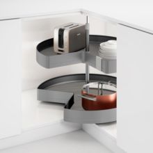 Emuca Juego de bandejas giratorias Harmony 3/4, Módulo ancho 800mm, Altura regulable, Acero y Madera, Gris antracita - Ítem2