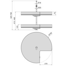 Emuca Juego de bandejas giratorias Harmony 3/4, Módulo ancho 800mm, Altura regulable, Acero y Madera, Gris antracita - Ítem6