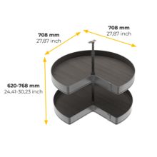 Emuca Juego de bandejas giratorias Harmony 3/4, Módulo ancho 800mm, Altura regulable, Acero y Madera, Gris antracita - Ítem7