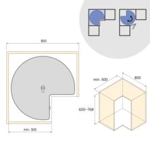 Emuca Juego de bandejas giratorias Harmony 3/4, Módulo ancho 800mm, Altura regulable, Acero y Madera, Gris antracita - Ítem8