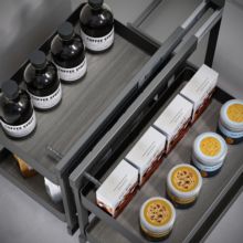 Emuca Sistema de rinconero articulado extraíble Harmony para mueble de cocina, Derecha/Izquierda, Acero y Madera, Gris antracita - Ítem3