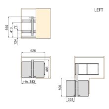 Emuca Sistema de rinconero articulado extraíble Harmony para mueble de cocina, Derecha/Izquierda, Acero y Madera, Gris antracita - Ítem8