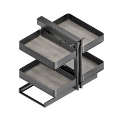 Emuca Sistema de rinconero articulado extraíble Harmony para mueble de cocina, Derecha/Izquierda, Acero y Madera, Gris antracita