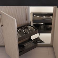 Emuca Rinconero extraíble Harmony para muebles de cocina, Izquierda, Acero y Madera, Gris antracita - Ítem1