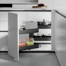 Emuca Rinconero extraíble Harmony para muebles de cocina, Izquierda, Acero y Madera, Gris antracita - Ítem2