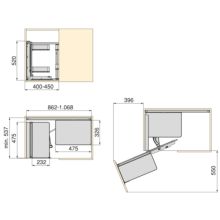Emuca Rinconero extraíble Harmony para muebles de cocina, Izquierda, Acero y Madera, Gris antracita - Ítem7