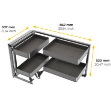 Emuca Rinconero extraíble Harmony para muebles de cocina, Izquierda, Acero y Madera, Gris antracita - Ítem8