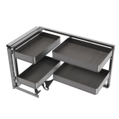 Emuca Rinconero extraíble Harmony para muebles de cocina, Izquierda, Acero y Madera, Gris antracita