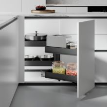 Emuca Rinconero extraíble Harmony para muebles de cocina, Derecha, Acero y Madera, Gris antracita - Ítem2