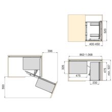 Emuca Rinconero extraíble Harmony para muebles de cocina, Derecha, Acero y Madera, Gris antracita - Ítem7