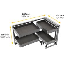 Emuca Rinconero extraíble Harmony para muebles de cocina, Derecha, Acero y Madera, Gris antracita - Ítem8