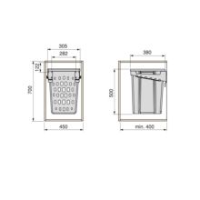 Emuca Panier à linge avec système de porte basculante, pour module 450 mm Laundry, plastique et acier, blanc - Item7