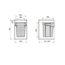 Emuca Panier à linge avec système de porte basculante, pour module 450 mm Laundry, plastique et acier, blanc - Item2