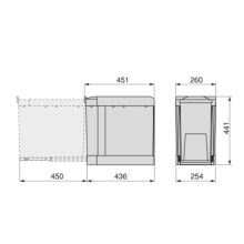 Emuca Contenedores de reciclaje para cocina, 1 x 30L, fijación inferior y extracción automática, Acero y Plástico, Gris antracita - Ítem1