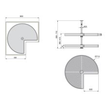Emuca Juego de bandejas giratorias Shelvo 3/4, para módulo 800mm, Plástico y Aluminio, Blanco - Ítem4