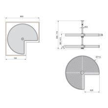 Emuca Juego de bandejas giratorias Shelvo 3/4, para módulo 800mm, Plástico y Aluminio, Blanco - Ítem6