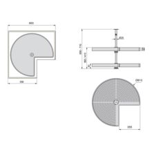 Emuca jeu de plateaux rotatifs Shelvo 3/4, pour module de 900mm, plastique et aluminium, Blanc - Item7