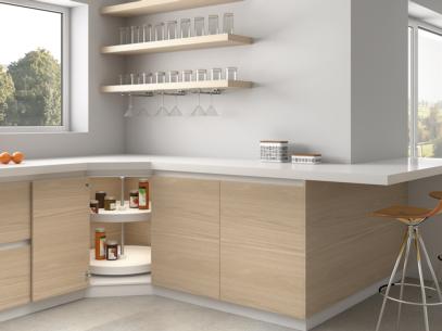 Sistema de rincón extraíble para mueble de cocina Titane, Acero y Madera,  Gris antracita