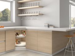 Emuca Jeu de plateaux circulaires Shelvo pour meuble de cuisine, pour module de 800 mm, plastique et aluminium, blanc - Item