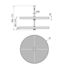 Emuca Jeu de plateaux circulaires Shelvo pour meuble de cuisine, pour module de 800 mm, plastique et aluminium, Gris - Item2